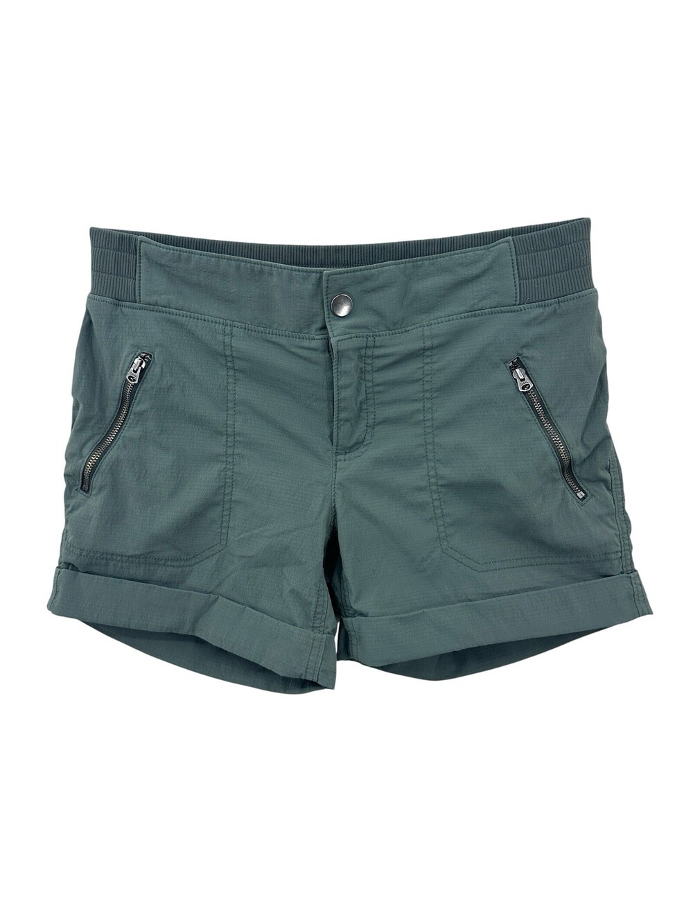 ATHLETA Trekkie Shortie Shorts Womens 8 Green Nylon Stretch Hiking Outdoor X869
